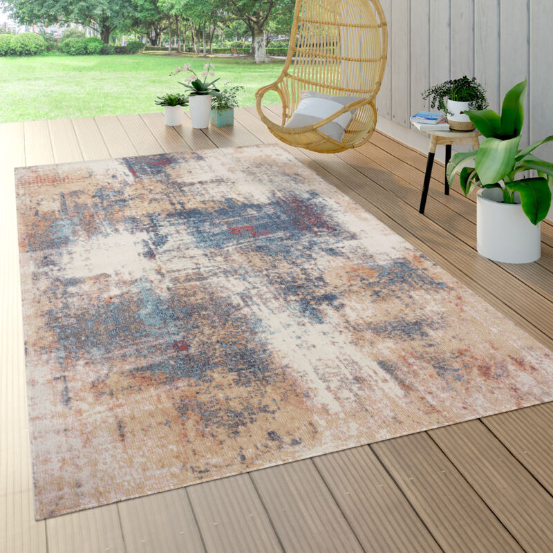 foto del prodotto tappeto cucina da esterno salotto balcone terrazo astratto vintage beige blu 60x100 cm paco home