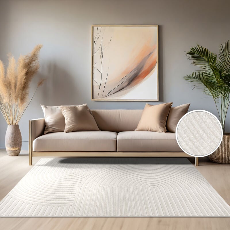 foto del prodotto tappeto cucina da esterno salotto moderno balcone scandinavo boho monocolore 60x100 cm, crema 6 paco home
