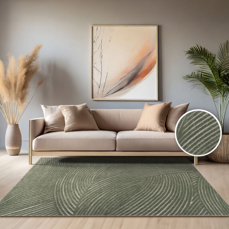 foto del prodotto tappeto cucina da esterno salotto moderno balcone scandinavo boho monocolore 60x100 cm, verde 2 paco home
