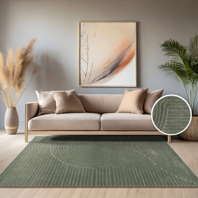 foto del prodotto tappeto cucina da esterno salotto moderno balcone scandinavo boho monocolore 60x100 cm, verde paco home