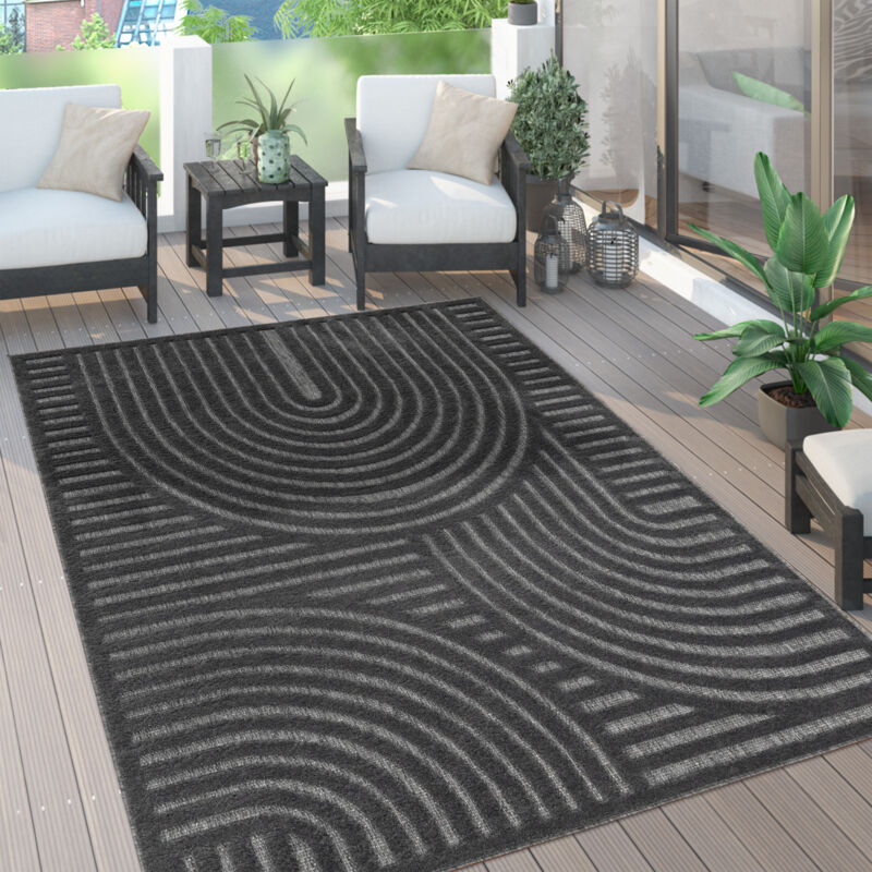 foto del prodotto tappeto cucina da esterno salotto moderno balcone scandinavo etnico monocolore 140x200 cm, antracite 4 paco home