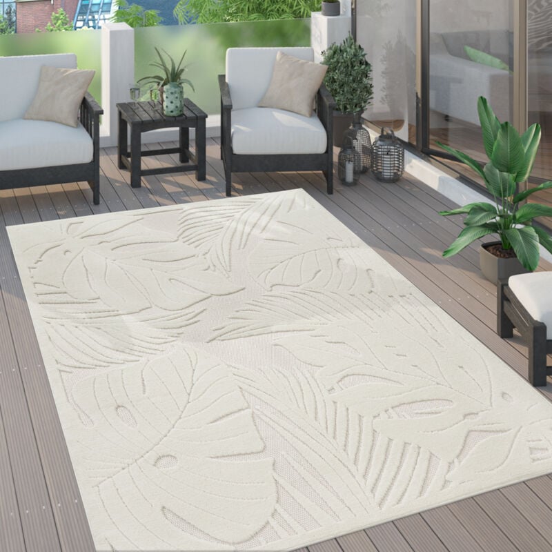 foto del prodotto tappeto cucina da esterno salotto moderno balcone scandinavo etnico monocolore 160 cm tondo, crema 5 paco home