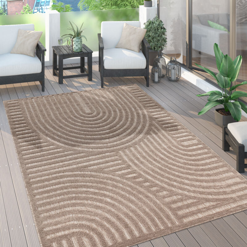 foto del prodotto tappeto cucina da esterno salotto moderno balcone scandinavo etnico monocolore 200 cm tondo, beige 4 paco home