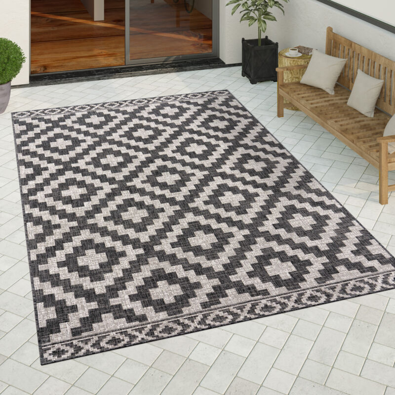 foto del prodotto tappeto cucina da esterno salotto moderno balcone terrazo scandinavo geometrico 60x100 cm, antracite paco home