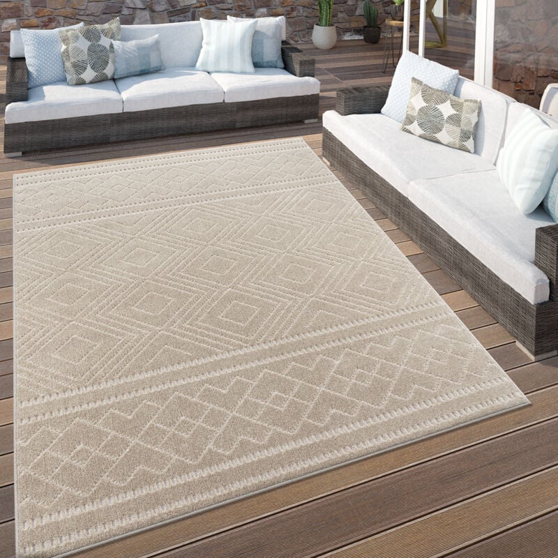 foto del prodotto tappeto cucina da esterno salotto terrazo scandinavo geometrico boho beige 60x100 cm paco home
