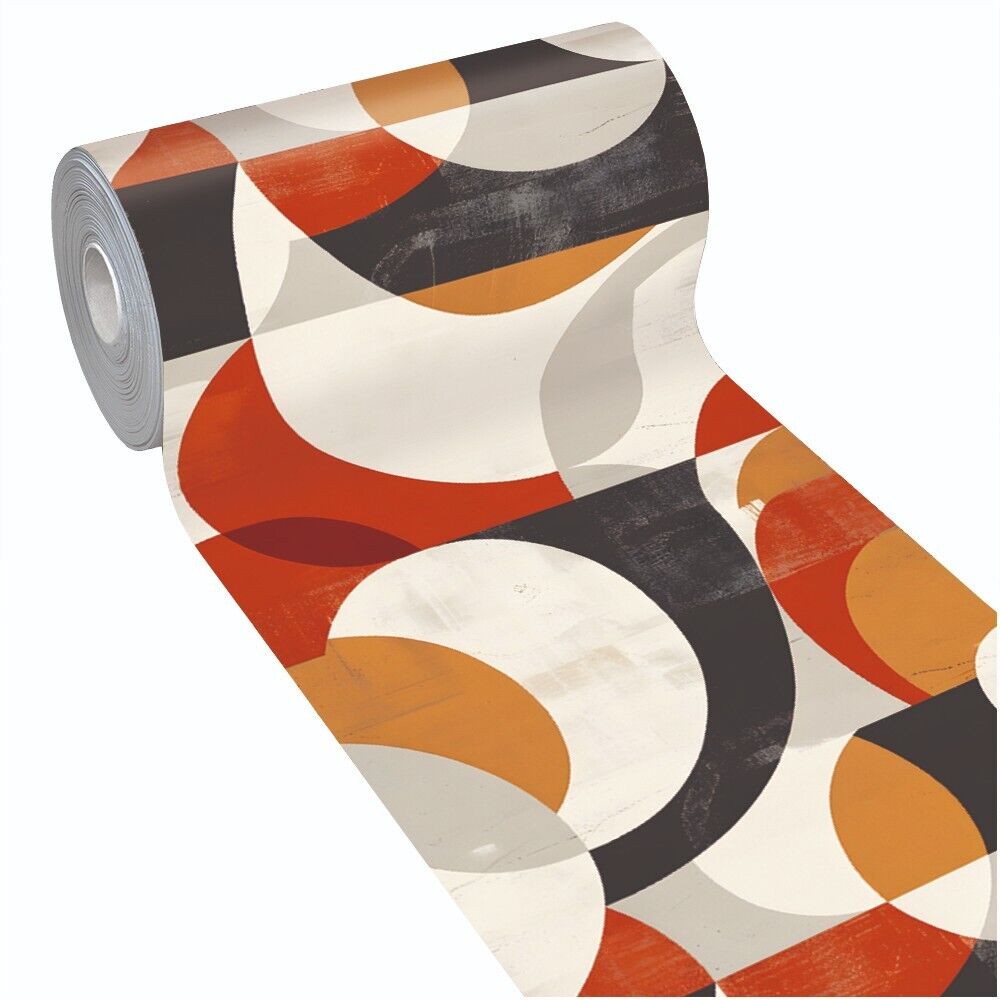 foto del prodotto tappeto cucina gomma pvc morbida cerchi vintage colori caldi antiscivolo antisfilo lavabile 51x450 cm