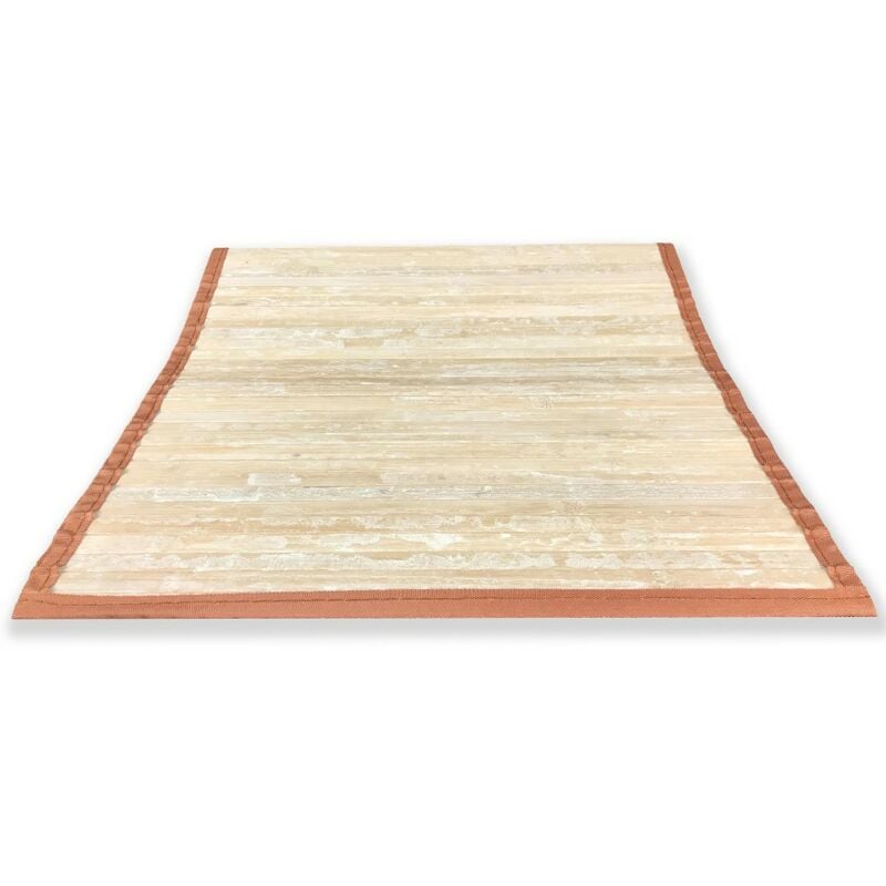 foto del prodotto tappeto cucina in legno bamboo vintage unito beige cm. 50x75
