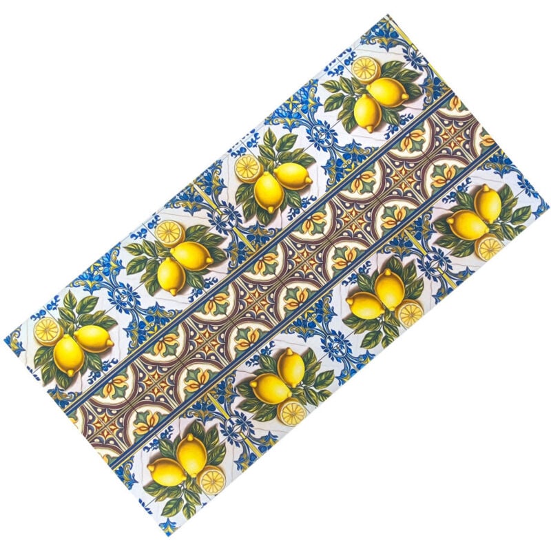 foto del prodotto tappeto cucina runner antiscivolo - passatoia lavabile, fantasia maiolica sicily, design mediterraneo - made in italy cm. 50x80
