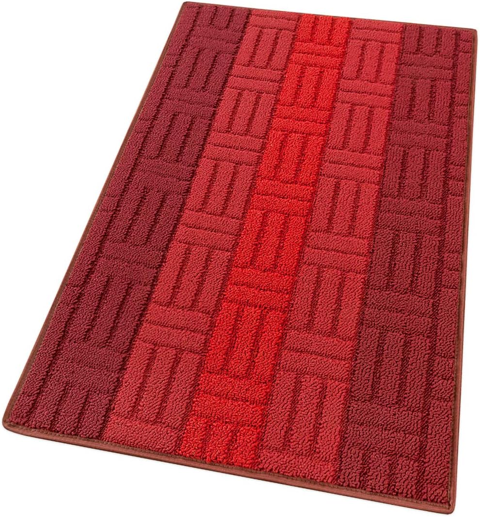 foto del prodotto tappeto cucina tessitura 3d bordeaux bordato assorbente antiscivolo 57x190 cm