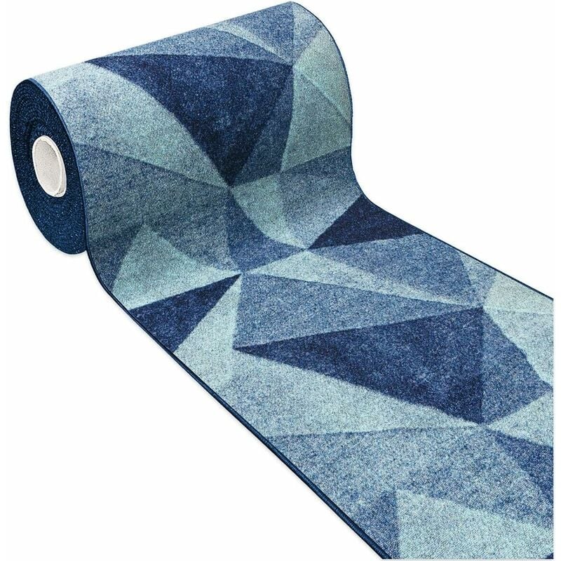 foto del prodotto tappeto cucina tessitura piatta effetto 3d antiscivolo corridoio bagno 100 made in italy blu 50x40 cm