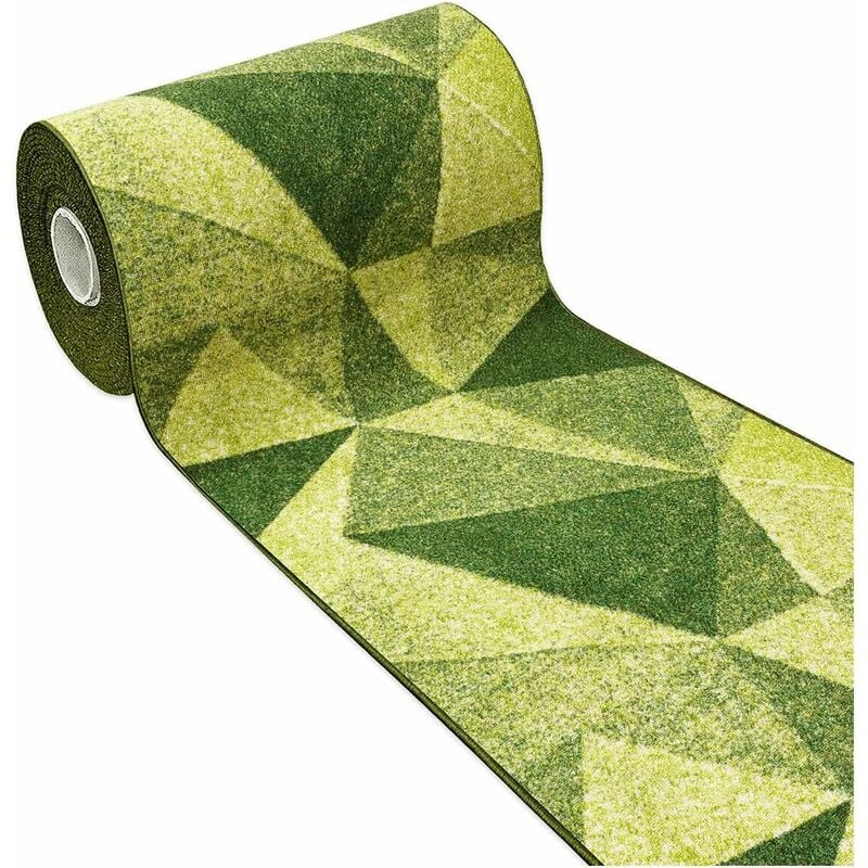 foto del prodotto tappeto cucina tessitura piatta effetto 3d antiscivolo corridoio bagno 100 made in italy verde 50x115 cm