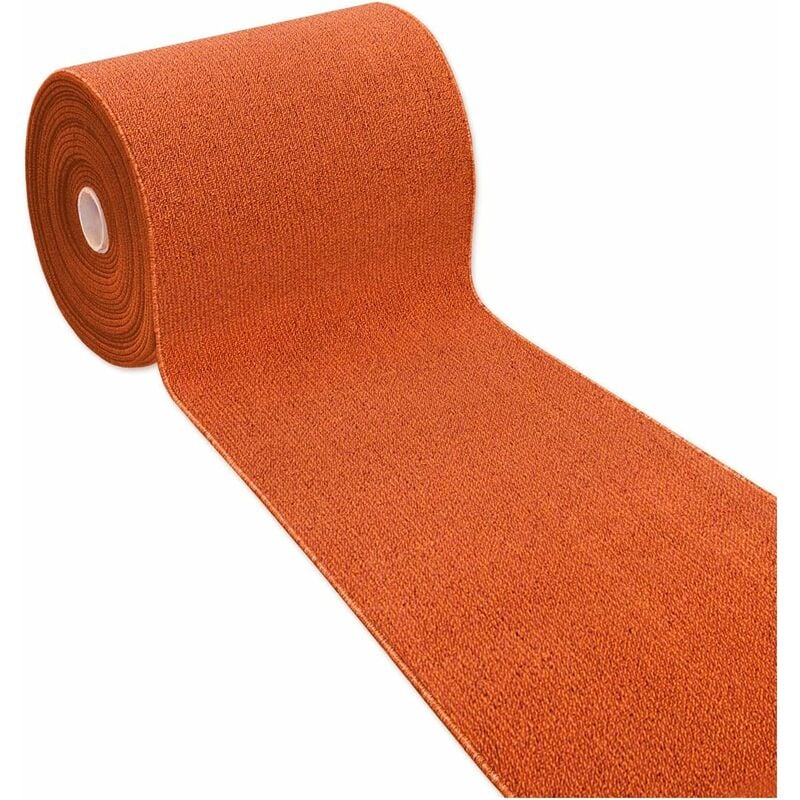 foto del prodotto tappeto cucina tessitura piatta tinta unita antiscivolo multiuso corsia corridoio bagno 100 made in italy arancione 50x75 cm
