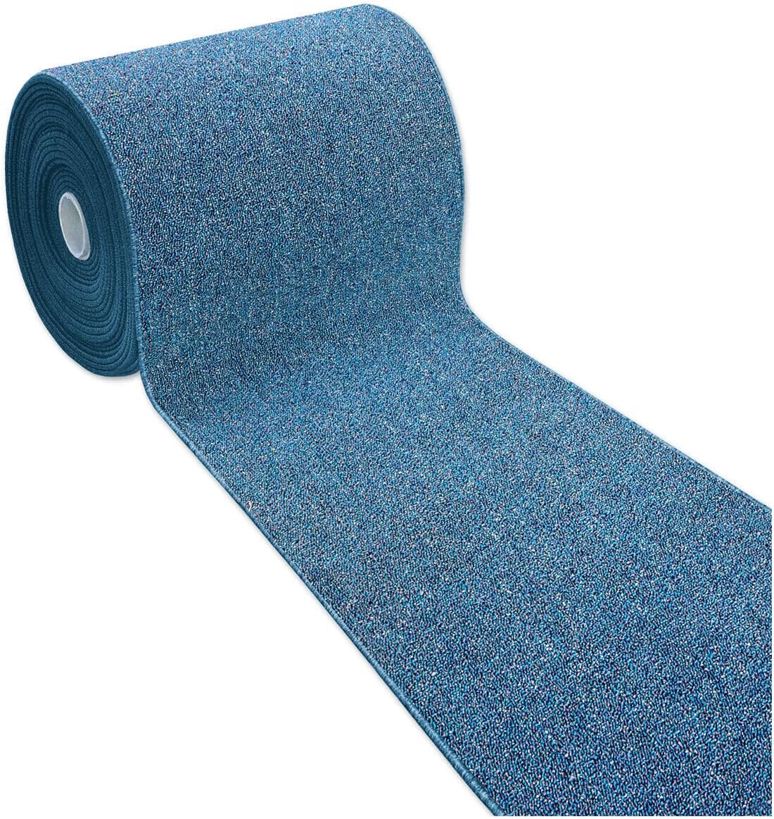 foto del prodotto tappeto cucina tessitura piatta tinta unita antiscivolo multiuso corsia corridoio bagno 100 made in italy blu 57x400 cm