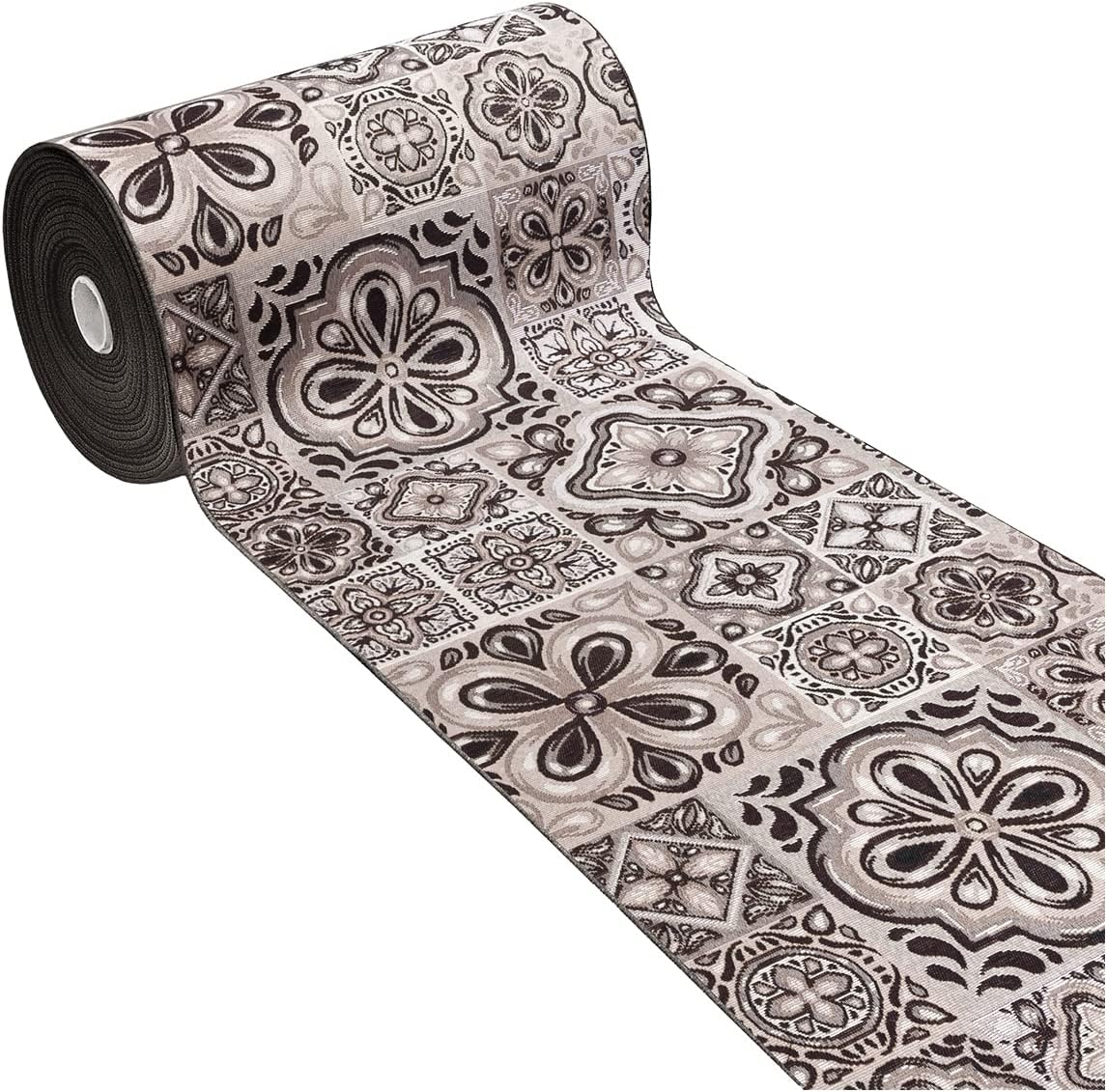 foto del prodotto tappeto cucina tessuto gobelin 52x280 cm passatoia lavabile antiscivolo maioliche nero