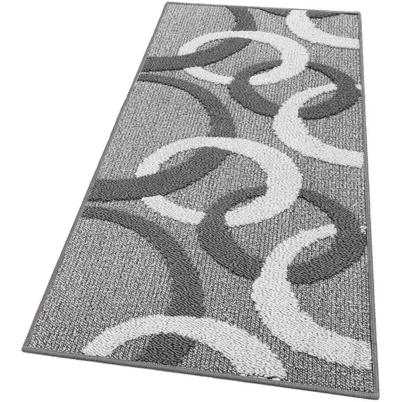 foto del prodotto tappeto cucina tridimensionale cerchi 3d assorbente morbido moderno antiscivolo grigio 50x100 cm