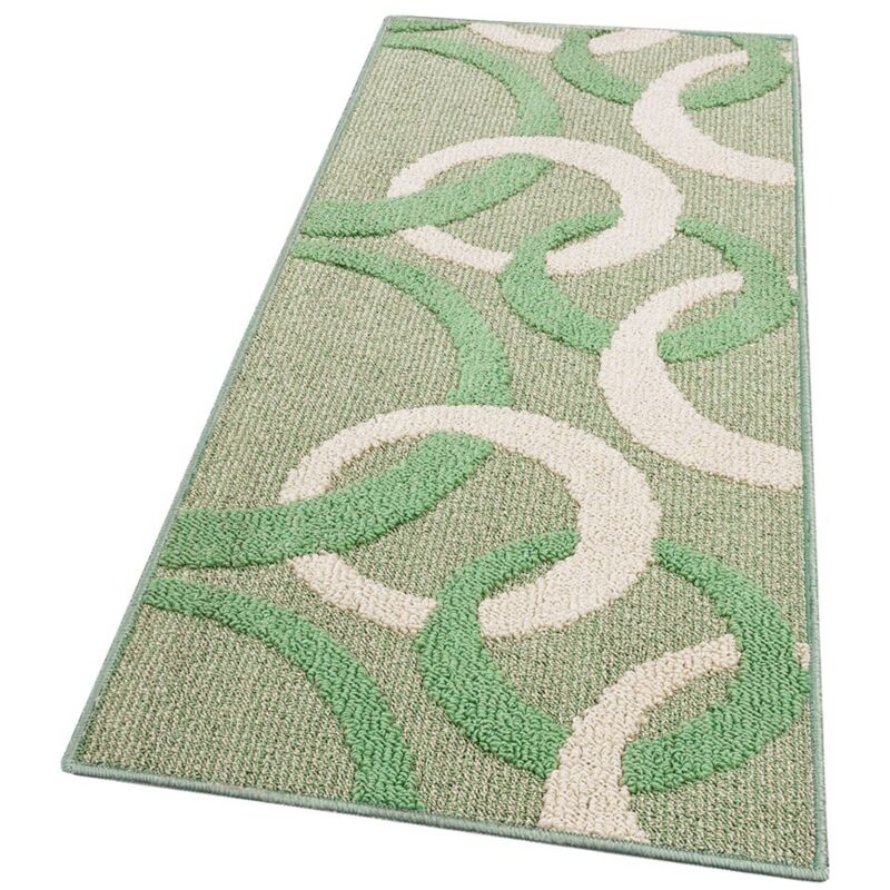 foto del prodotto tappeto cucina tridimensionale cerchi 3d assorbente morbido moderno antiscivolo verde 57x115 cm
