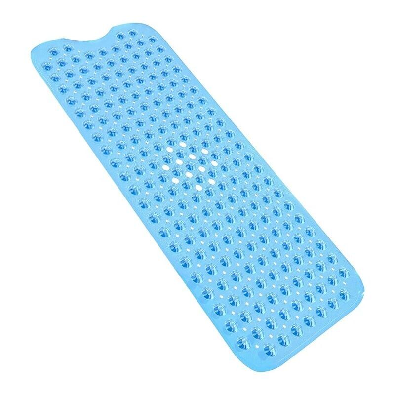 foto del prodotto tappeto da bagno antid rapant 10040cm extra lungo, tappeto da bagno antid rapant, ventose lavabili in lavatrice blu traslucido 