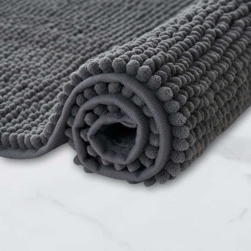 foto del prodotto tappeto da bagno antiscivolo, assorbente e lavabile in lavatrice per bagno, doccia e locale doccia grigio scuro 40x60