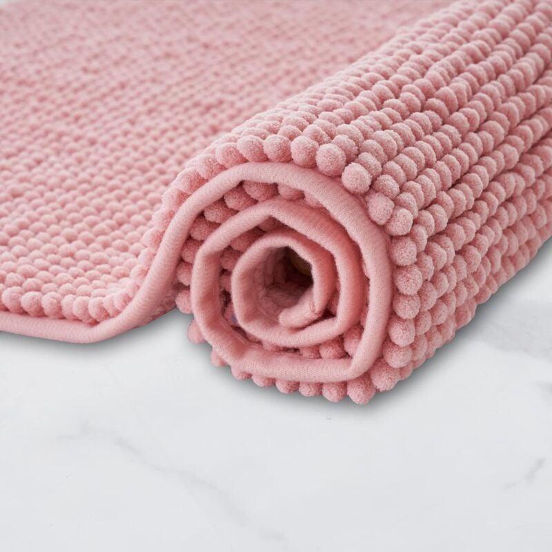 foto del prodotto tappeto da bagno antiscivolo, assorbente e lavabile in lavatrice per bagno, doccia e locale doccia rosa 40x60