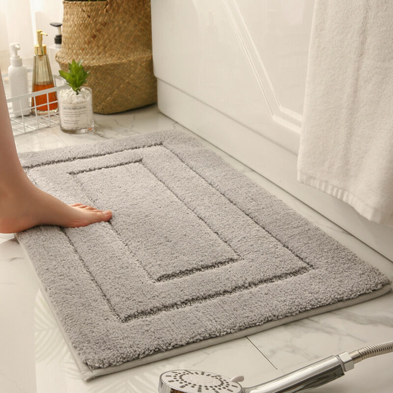 foto del prodotto tappeto da bagno antiscivolo, tappetino da bagno extra morbido, assorbente, lavabile in lavatrice 50cmx80cm grigio chiaro