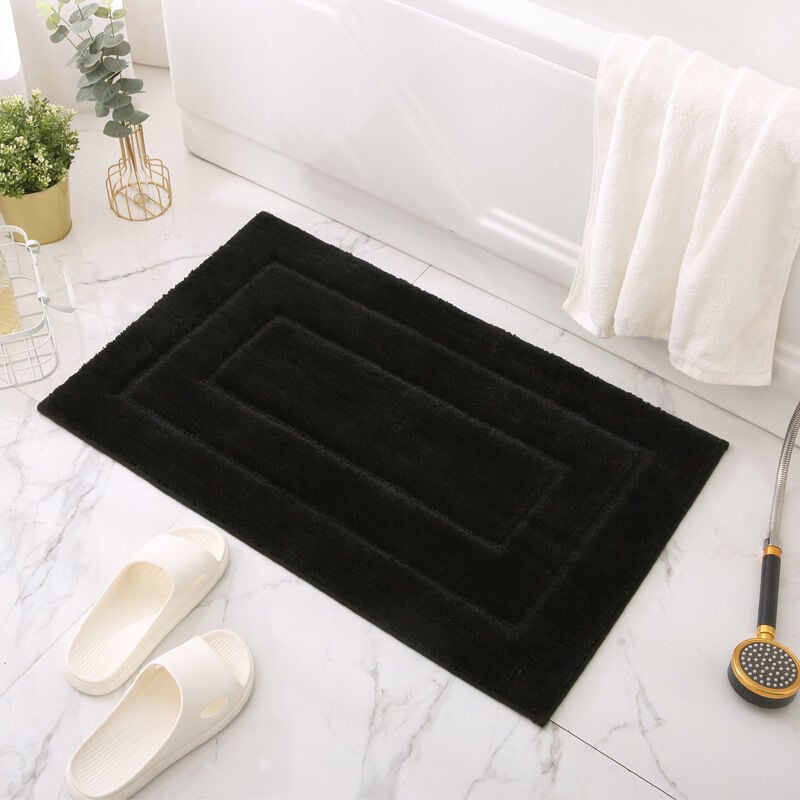 foto del prodotto tappeto da bagno antiscivolo, tappetino da bagno extra morbido, assorbente, lavabile in lavatrice 50cmx80cm nero