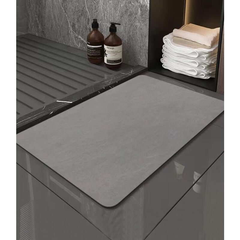 foto del prodotto tappeto da bagno antiscivolo, tappetino da bagno in diatomite assorbente per doccia rapida 40x60cm grigio chiaro