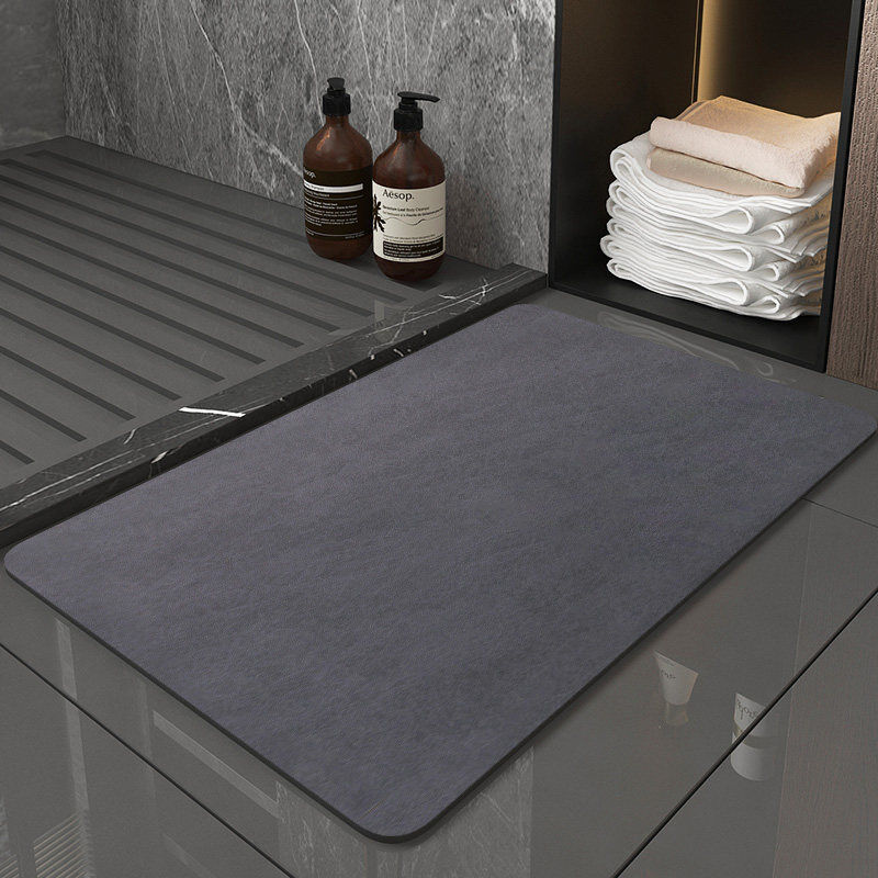 foto del prodotto tappeto da bagno antiscivolo, tappetino da bagno in diatomite assorbente per doccia rapida 50x80cm grigio scuro