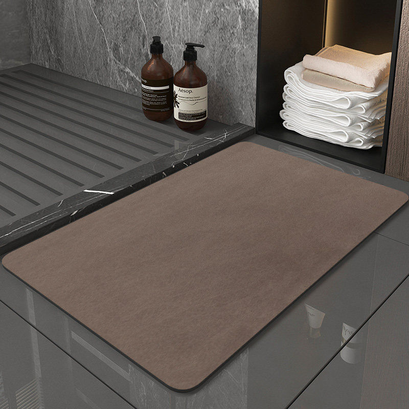 foto del prodotto tappeto da bagno antiscivolo, tappetino da bagno in diatomite assorbente per doccia rapida 50x80cm marrone