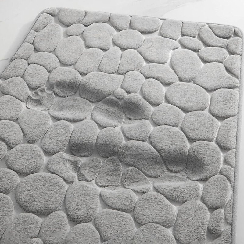 foto del prodotto tappeto da bagno in fibra di ciottoli senza umidit per bagni, docce e vasche da bagno grigio chiaro 50x80 cm
