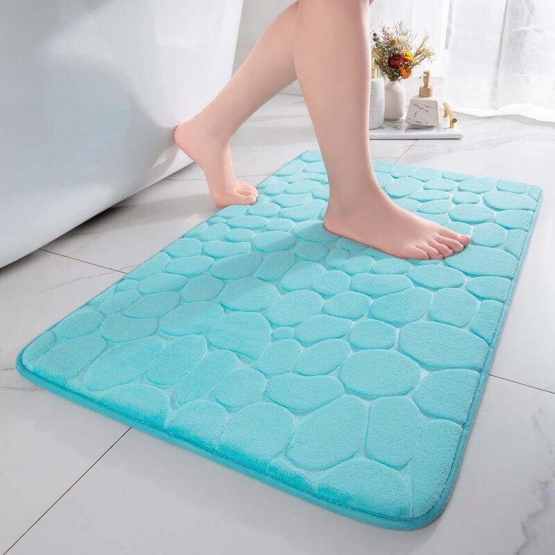foto del prodotto tappeto da bagno in fibra di ciottoli senza umidit per bagni, docce e vasche da bagno verde 40x60cm