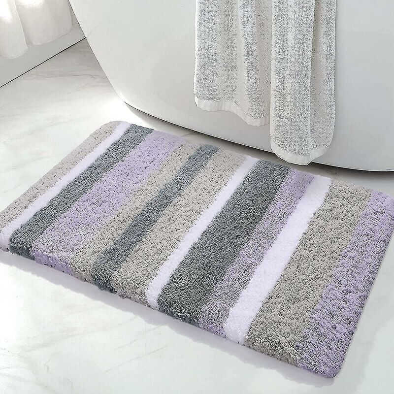 foto del prodotto tappeto da bagno in microfibra a raggi per salle de bagno viola grigio, 17 x 24 molto morbido, morbido e irsuto, assorbente, lavabile in