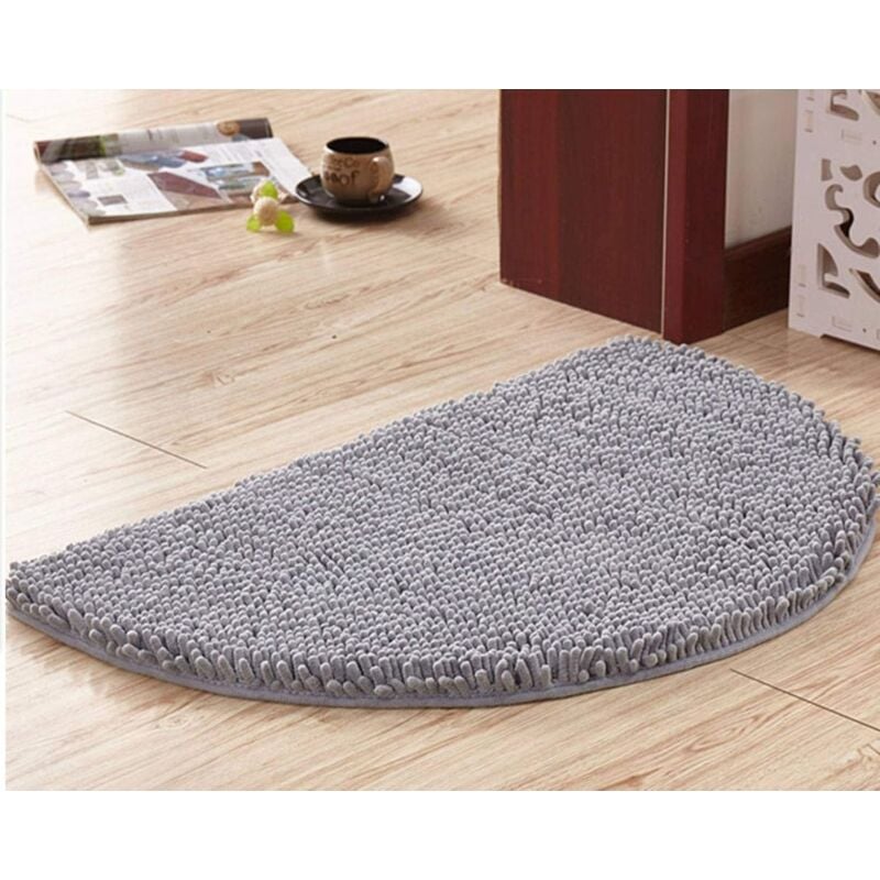 foto del prodotto tappeto da bagno semicircolare, morbido e assorbente in ciniglia, soffice e antiscivolo, a mezzaluna, per vasca da bagno, lavabile in lavatrice,