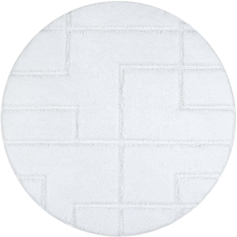 foto del prodotto tappeto da bagno supreme cerchio lines, linee, antiscivolo, morbido bianco white rotondo 50 cm