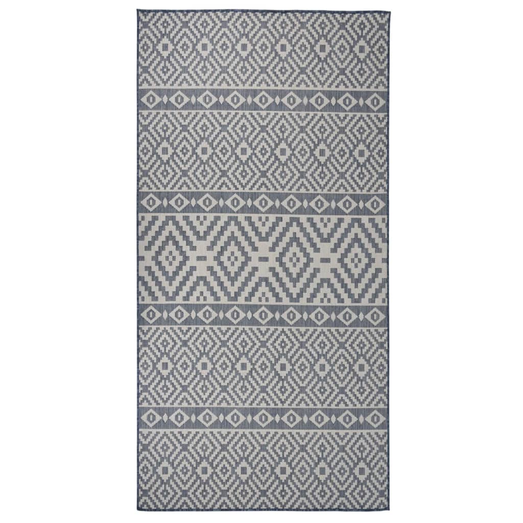foto del prodotto tappeto da esterni a tessitura piatta 100x200 cm strisce blu cod mxl 61567