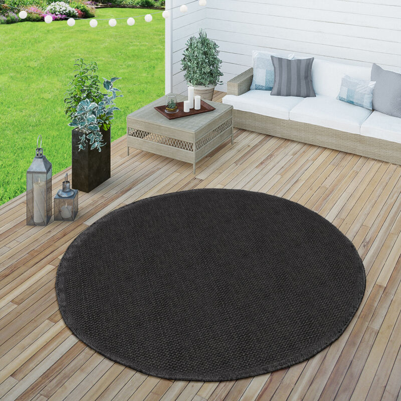 foto del prodotto tappeto da esterni per terrazza e balcone, da cucina, tinta unita, moderno, nero 160 cm tondo paco home