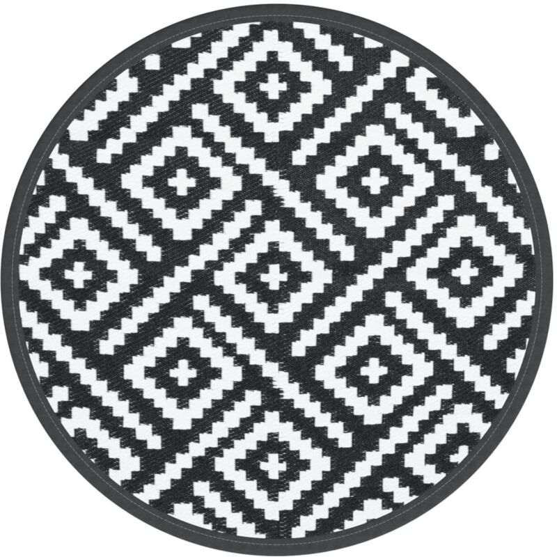 foto del prodotto tappeto da esterno arakil bianco e nero 160 cm in pp vidaxl