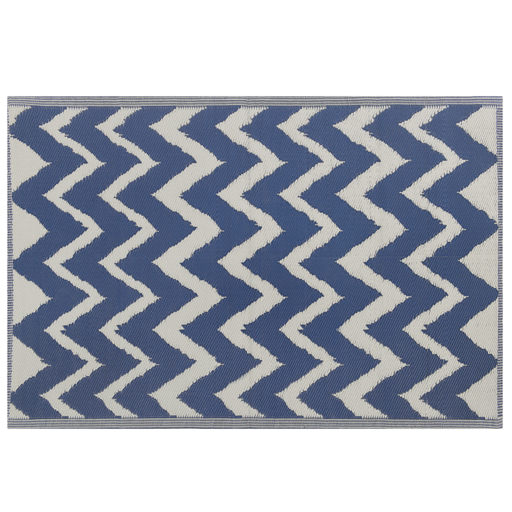 foto del prodotto tappeto da esterno blu scuro sintetico rettangolare a zigzag 120 x 180 cm sirsa