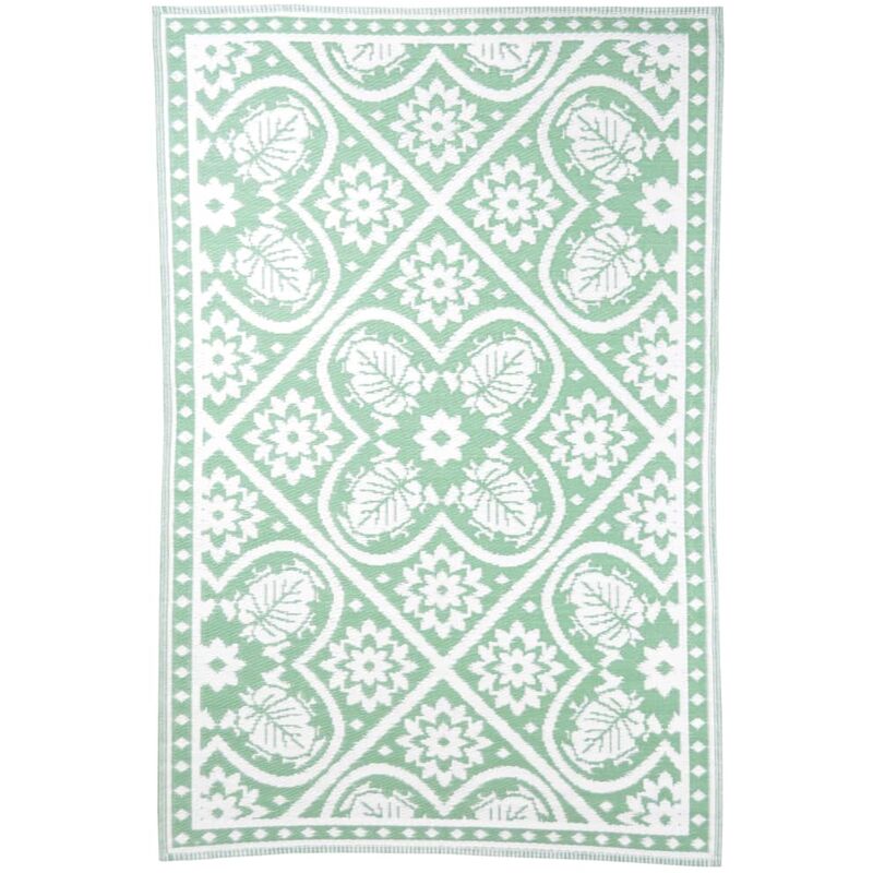 foto del prodotto tappeto da esterno con stampa verde e bianca 182x122cm