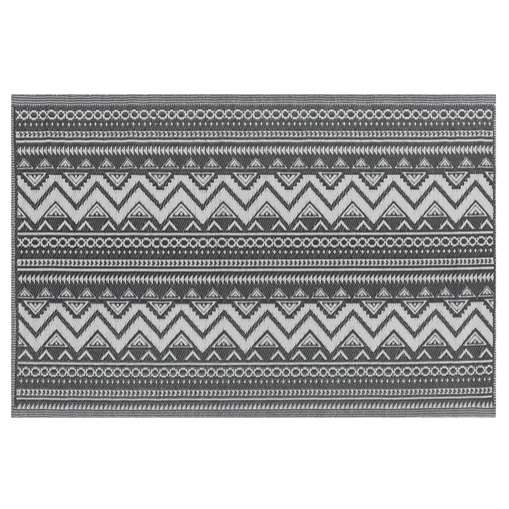 foto del prodotto tappeto da esterno mat nero sintetico 120 x 180 cm ecologico scandinavo moderno minimalista