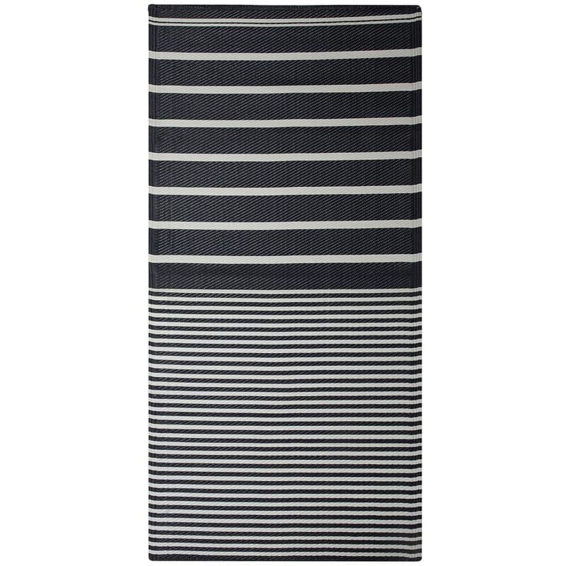 foto del prodotto tappeto da esterno nero opaco sintetico geometrico a righe 90 x 180 cm haldia