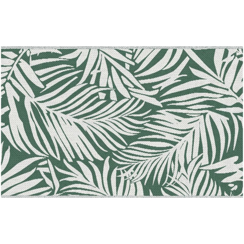 foto del prodotto tappeto da esterno reversibile 152x243 cm con fantasia geometrica verde e bianco