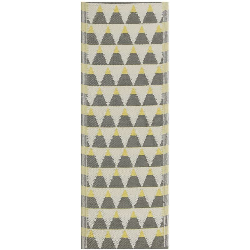 foto del prodotto tappeto da esterno sintetico grigio e giallo rettangolare 60 x 105 cm hisar