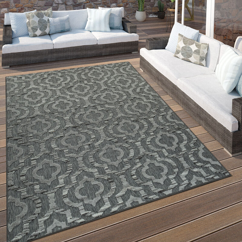 foto del prodotto tappeto da interni e esterni, per terrazze, etnico, anti intemperie, grigio 80x150 cm paco home
