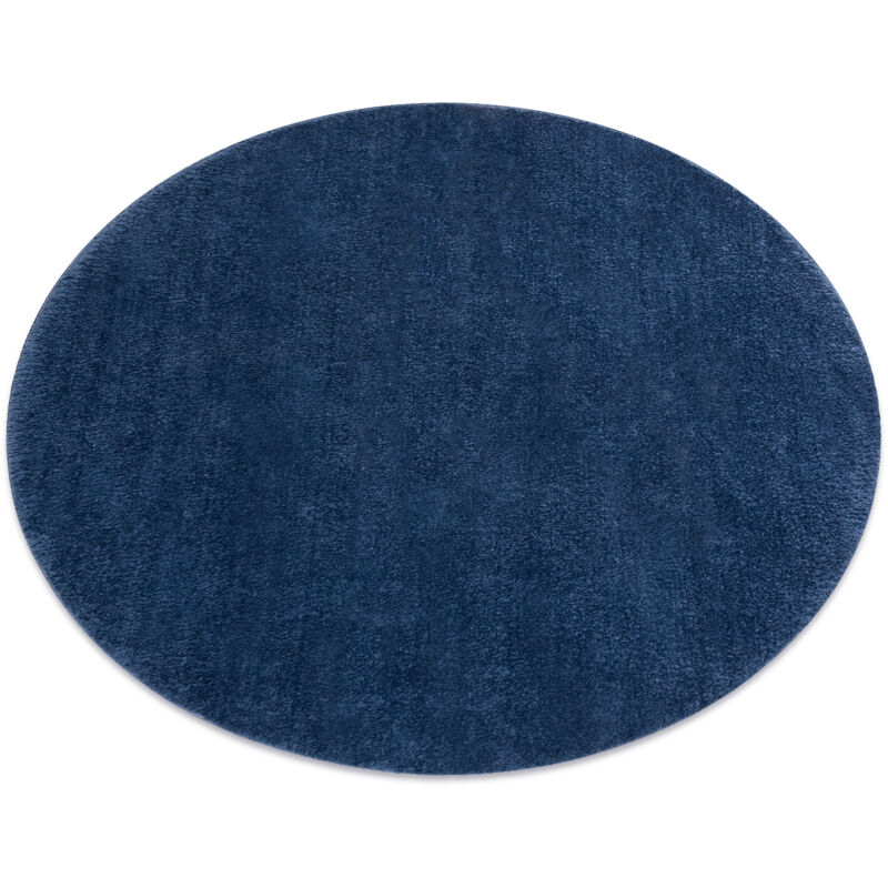 foto del prodotto tappeto da lavaggio moderno lindo cerchio blu scuro, antiscivolo, a pelo lungo blue rotondo 60 cm
