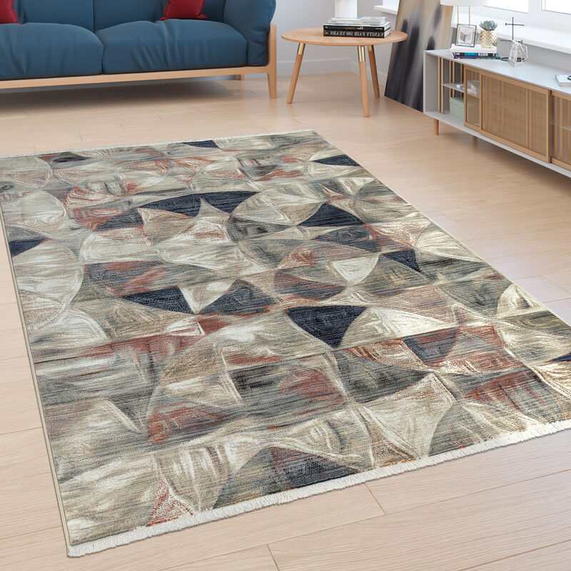foto del prodotto tappeto da soggiorno a pelo corto con mix di motivi dal design astratto e look orientale moderno colorato 160x230 cm paco home