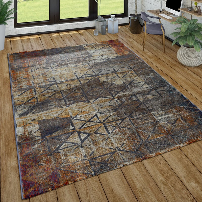 foto del prodotto tappeto da soggiorno a pelo corto con motivo astratto nel look used con moderno mix di motivi colorati 60x100 cm paco home