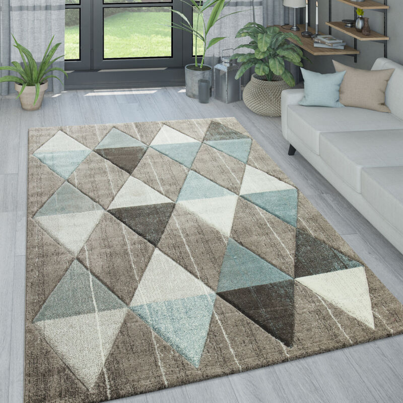 foto del prodotto tappeto da soggiorno in colori pastello, con moderni rombi, triangoli e motivi a zig zag. 120x170 cm, beige paco home