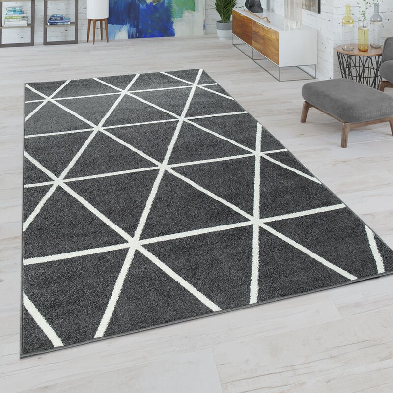 foto del prodotto tappeto da soggiorno, moderni colori pastello, stile scandinavo, con motivo a rombi 70x250 cm, antracite paco home