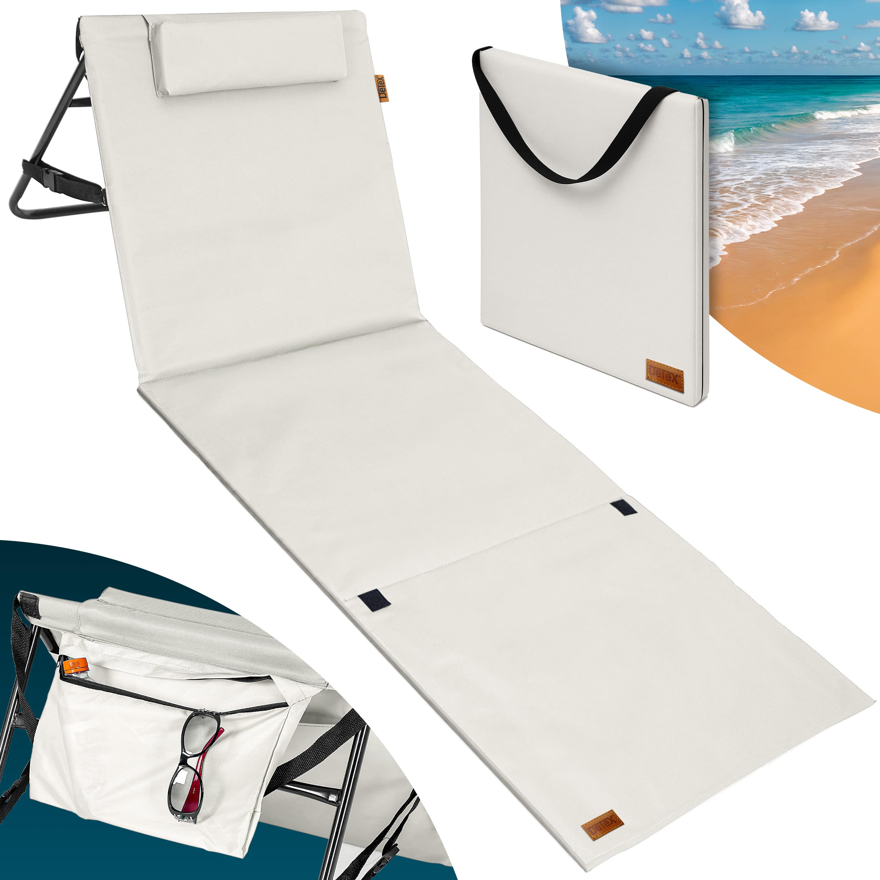 foto del prodotto tappeto da spiaggia beige 158x56x46cm imbottito