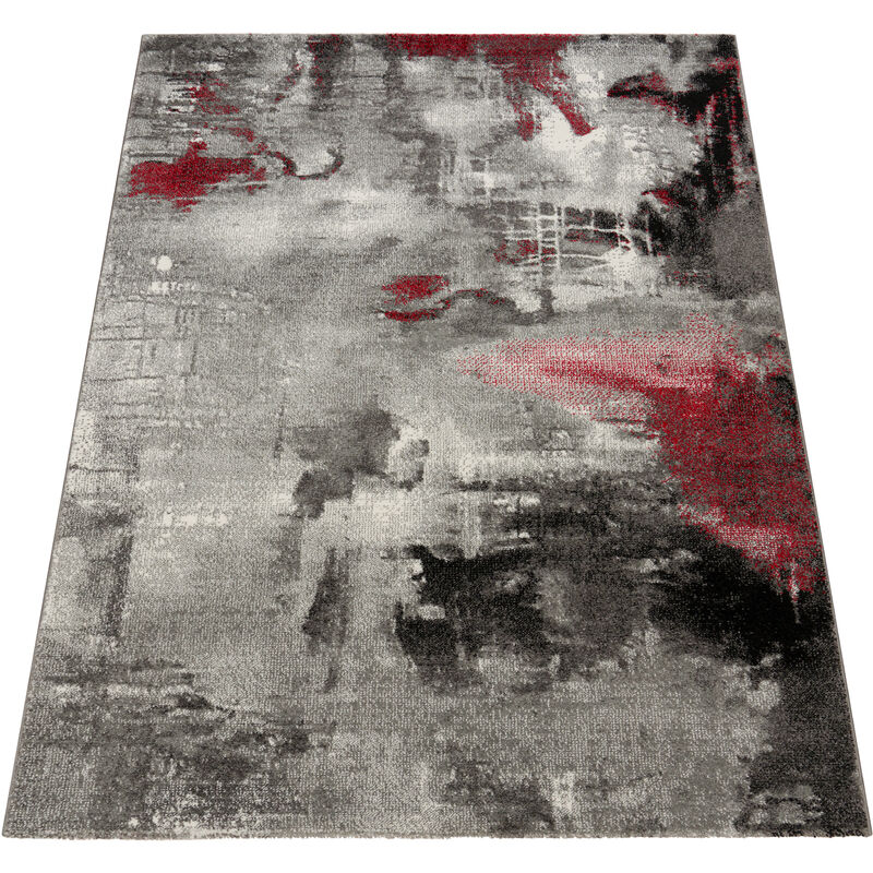 foto del prodotto tappeto dal design moderno e motivo tela effetto m lange grigio, rosso, panna 120x170 cm paco home